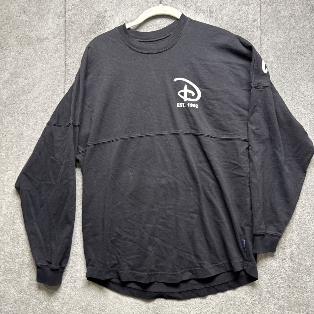Disneyland Paris Spirit Jersey Black Long Sleeve Puffy Letters Size XS Shirt
